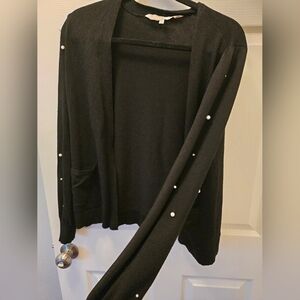Cardigan with pearl sleeves